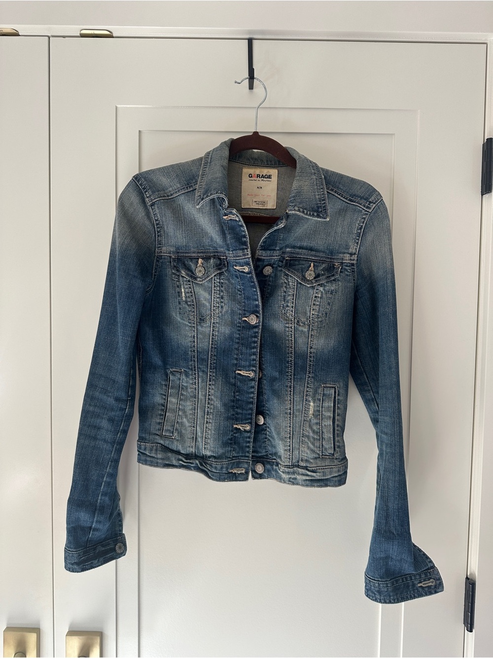 Garage Distressed Denim Jacket Medium Blue Wash M/M